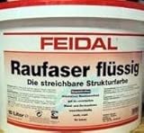 Feidal Raufaser flüssig / 10 Liter / weiß, für innen, matt, waschbeständig, lösemittelfrei, Wand- u. Deckenfarbe mit dekorativen Raufasereffekt, zum Rollen und Spritzen / ideal auch um auf Untergründe kleine Unebenheiten zu k