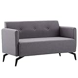 Festnight Sofa 2 Sitzer Stoffsofa Lounge Sofa Polstersofa, Holzrahmen mit Stoffbezug, 115 x 60 x 67 cm, Hellgrau/Gelb/Dunkelg