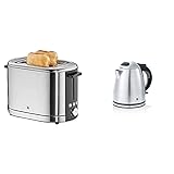 WMF Lono Toaster Edelstahl, Doppelschlitz Toaster mit Brötchenaufsatz, 2 Scheiben & Stelio Wasserkocher Edelstahl 1,2l, elektrischer Wasserkocher mit Kalk-Wasserfilter, 2400 W