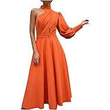 EMATOP Damen Abendkleider Elegant Schulterfreies Kleid Sexy Bodycon Cocktailkleid Partykleid Mode Seitensplit Maxikleid Einfarbig Ballkleid Herbst Winter Freizeitkleider Hohe Taille Ballk