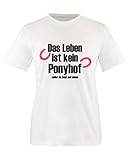 Comedy Shirts - Das Leben ist kein Ponyhof - Mädchen T-Shirt - Weiss/Schwarz-Pink Gr. 86/92