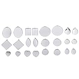 F Fityle 24 Stück DIY Versilbert Schmuck Schmuck Charms Anhänger Basis Tablett Cabochon Einstellung Lünette Anhänger Rohlinge Oval/Rund/Herz/Tropfen U