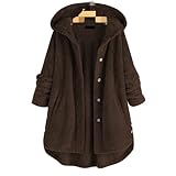 JJSUnS Damen Herbst Kleidung Langarm Fleece Hoodie Casual Lose Knopfleiste Shacket Jacke für Frauen Winter Mäntel, coffee, 50