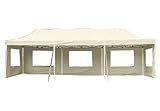 Nexos Profi Faltpavillon Partyzelt Pavillon 3x9 m mit Seitenteilen - hochwertige Ausführung - wasserdichtes Dach mit PVC-Coating - 270 g/m² incl. Tragetasche und Zubehör – Farbe: Champag