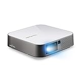 Viewsonic M2E Portabler LED Beamer (Full-HD, 1.000 Lumen, Rec. 709, HDMI, USB, USB-C, WLAN Konnektivität, Bluetooth, SD-Kartenleser, 2X 3 Watt Lautsprecher) Weiß-Silb