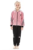 Poywuo Trainingsanzug Jogginganzug Kinder Mädchen 2tlg Sportanzug Sportswear-Jogginganzüge Mädchen Freizeitanzug Bekleidungsset Zweiteiler Outfit-Set(Sweatshirt+Sweathose),Rosa,140(EU 134-140)