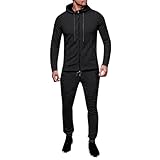 Wintermantel Herren-Jogging-Anzug, Sportanzug, Fitness-Trainingsanzug, Freizeitanzug, Fitnessanzug, Kapuzen-Sweatshirt, Sportjacke mit Reißverschluss und Jogging-Bottoms, Fitnessstudio Grundsport Jack