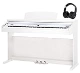 Classic Cantabile DP-50 WM E-Piano Kopfhörer Set - Digitalpiano mit Hammermechanik - 88 Tasten - Piano für Anfänger - Set inklusive Anti-Noise-Cancelling-Kopfhörer - weiß