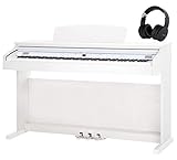 Classic Cantabile DP-50 WM E-Piano Kopfhörer Set - Digitalpiano mit Hammermechanik - 88 Tasten - Piano für Anfänger - Set inklusive Anti-Noise-Cancelling-Kopfhörer - weiß