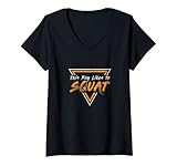 Damen Boy Likes Squatting Ironic Spruch Powerlifter Gym T-Shirt mit V
