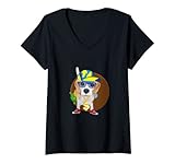 Damen witziger Beagle im Hip Hop Style T-Shirt mit V