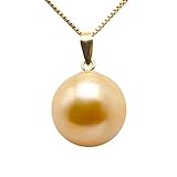 JYX Pearl Halskette aus 18-karätigem Gelbgold, AAA+, Qualität, wunderschöne, echte 11,5 mm, runde goldene Südsee-Zuchtperle, Halskette für Frauen als Geschenk
