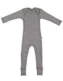 Dilling Baby Body in breitem RIPP aus 100% Bio-Merinowolle Graumeliert 86