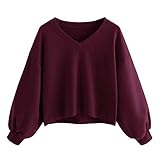 TWIFER Mode Frauen Solid Sweatshirt Pullover Drop Schulter Laterne Ärmel Sw