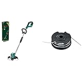 Bosch Akku Rasentrimmer AdvancedGrassCut 36 (ohne Akku, Fadenspule, Karton (36 V, 2,0 Ah, 30 cm Schnittkreisdurchmesser)) & F016800351 Ersatz-Trimmerfaden, schw