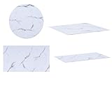 CasaXXl Glasplatte für Kaminofen & Tischplatte in Marmor Optik - Glasscheibe mit 6mm ESG Sicherheitsglas - perfekt geeignet als Funkenschutzplatte (Ø 90 cm)