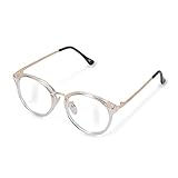 Navaris Retro Brille ohne Sehstärke - Damen Herren Vintage 50er Nerd Brille - Anti Blaulicht Computer Nerdbrille ohne Stärke - mit Metallbüg