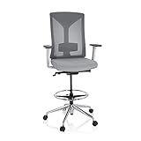 hjh OFFICE 751010 Bürostuhl hoch Halifax Work Stoff/Netz Grau Arbeitsstuhl mit Rollen höhenverstellbar, Sitztiefe verstellb