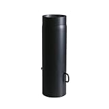 Kamino Flam Ofenrohr mit Drosselkappe in Schwarz, Rauchrohr aus Stahl für sichere Ableitung von Abgasen, hitzebeständige Senotherm Beschichtung, geprüft nach Norm EN 1856-2, Maße: L 500 x Ø 150