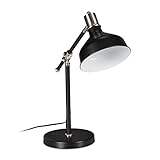 Relaxdays Schreibtischlampe, verstellbar, E27 Fassung, Retro Design, Büro & Arbeitszimmer, Tischleuchte, schwarz/silber, 10034504