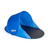 BESTIF Strandmuschel Pop Up Wurfzelt groß | Selbstaufbauend Strandzelt Tragetasche Sonnenschutz Windschutz 190x86x120cm (Blau)