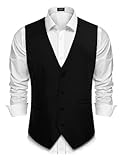 COOFANDY Herren Casual Business Unterhemden Leichte Weste Slim Fit Anzugweste, Dunkles Schwarz, X-Larg