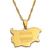 Republik Bulgarien Anhänger & Halskette Gold Farbe Schmuck Geschenke # 024021-60cm_Thin_C