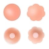 Androxeda Damen Nipple Cover Nippelabdeckung Gel Brustwarzenabdeckung Wiederverwendbar und Selbstklebende Abdeckungen aus Nippel Silikon Aufkleber Nippelabdeckungen4Paar nippelp