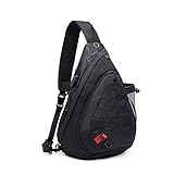 LXFENG Herrenschlingbeutel USB-Ladung Rucksack im Freien Reise Freizeitrucksack, wasserdichte leichte Brusttasche, einstellbare Tasche, mit Flaschenkäfigentwurf für Männer black-30x45