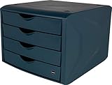 Helit H6429534 - Schubladenbox 'the green chameleon', aus Recycling-Kunststoff Blauer Engel zertifiziert, blau, 1 Stück