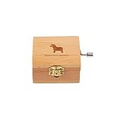 Vintage Hand Cranked Music Boxes Holz Mini Square Music Box Pony Elefant Muster Guzialles Geschenk for Weihnachten Birthda Kreatives Spieluhrgeschenk (Color : Beech Pony (Sky City))