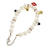M I A Perlen-Halsband für Hunde und Katzen, mit Glöckchen, verstellbar, für Hunde und Katzen, 22