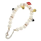 M I A Perlen-Halsband für Hunde und Katzen, mit Glöckchen, verstellbar, für Hunde und Katzen, 22