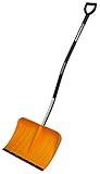 FREUND Victoria Schneeschaufel Aluline Ergonomic (Schneeschieber ergonomisch gelb mit Flüsterkante, Blattbreite 54 cm, Schaufel mit Aluminiumstiel 125 cm, hoher Seitenrand) 97377, 2030568, Silb