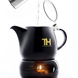 Thiru Teekanne mit Siebeinsatz | 1200ml | Tropffreier Teebereiter (1,2L mit Stövchen)