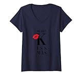 Damen MERRY KISSMAS - FUN WEIHNACHTEN CHRISTMAS X-Mas T-Shirt mit V