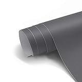 Möbelfolie Folie PVC Selbstklebende Tapeten 40*300CM dunkelgrau Klebefolie mit Gas-Führungsnut Stärke Oberflächenschutz wasserdicht Anti Schimmel für Möbel Arbeitsplatte Wände Tür Schrank