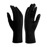 YUGHGH Handschuhe Damen Winterhandschuhe Touchscreen Handschuhe Fingerhandschuhe Sport Warme Windstopper Handschuhe Strick Handschuhe für Skifahren Radfahren Arbeiten SMS (Schwarz, XL)
