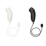 Wii Nunchuk Videospiel-Controller für Wii & Wii U Konsole, Weiß / Schwarz, 2 Stück