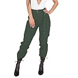 LFYYDS Damen Jogginghose Leichte Baggy Freizeithose Mode High Waist Trainingshose für Frauen Loose Fit Einfarbig Tasche Hosen Lässige Jogger Sweatpant Damen Sporthose Fitnesshose L