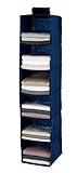 WENKO Wäschesortierer Air, Schrankorganizer mit 6 Fächern für Textilien, verstärkte, breite Böden & Klettverschluss zur Anbringung an der Kleiderstange, atmungsaktives Vlies-Material, 3 Navy