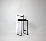 Loris Barhocker mit Lehne - Bar Hocker- Extra Hoch - Metall - Möbel - Bar Deko - Handgemacht (Schwarzes Öko-Leder)