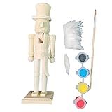 WINBST Holz Nussknacker,DIY Blank Paint Nussknacker Soldat Puppe Handwerk für Kinder zum Selber Bemalen Weihnachtsdek