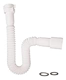 Sanitop-Wingenroth 22149 8 flexibel Siphon, Anschlussrohr für Waschtisch und Spüle | Kunststoff | Flexibler Geruchsverschluss | 1 1/2 x 40/50