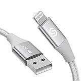 Syncwire iPhone Ladekabel Lightning 3 Meter, [C89 erweitert MFi-Zertifiziert] aus Nylon geflochtenes, schnelles Ladekabel für iPhone 13 12 11 Pro Max XS X XR 8 7 6s 6 SE 5, Legierungssilb