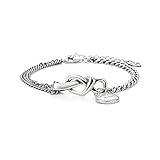 FPOJAFVN S925 Sterling Silber Infinity Endlose Liebesarmband Mode Kubanische Kette Brief Verstellbares Armband Schmuck Geschenke Für Frauen Mädchen Weihnachten,Silb