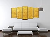 Leinwanddrucke Kreatives Geschenk 5 Stück Leinwand Bilder Glänzendes gelbes Blatt Hd Drucke Poster Abstrakt Gerahmter Moderne Wandbilder XXL Wohnzimmer Wohnk