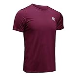 MEETWEE Sportshirt Herren, Laufshirt Kurzarm Mesh Funktionsshirt Atmungsaktiv Kurzarmshirt Sports Shirt Trainingsshirt für Männer, Rot, M