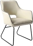 Moderner gepolsterter Akzent Stuhl Wohnzimmer Sofa Lounge Sessel mit rutschfesten Adsorption Beinen (Elfenbein)