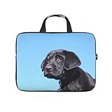 Facbalaign Laptoptasche Schwarzer Labrador Tragetasche für Damen und Herren Langlebig Weich Verschleißfest mit Griff White 13 Z